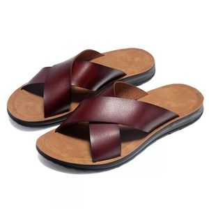 Men light weight genuine leather sandals